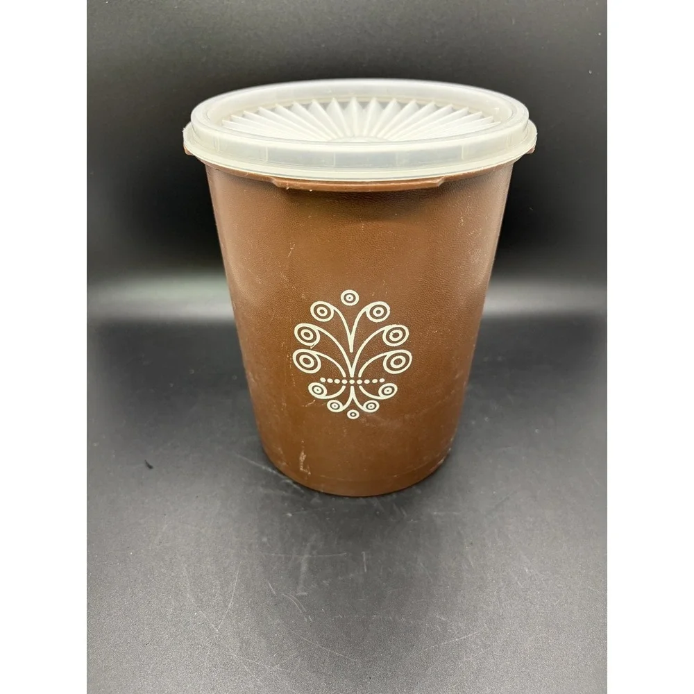 Vintage Brown Tupperware Canister With Lid #809-8